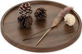 Ronde Houten Dienblad van Walnoothout voor Koffietafel en Keuken - Rustiek Decoratieblad