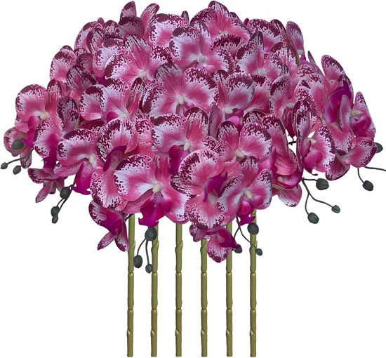 Kunstorchideeën Phalaenopsis - Nepbloemen - Huisdecoratie - Real touch materiaal - 80 cm - Roze
