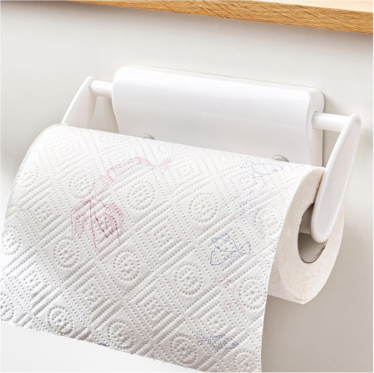 Keukenrolhouder Hangend - Keukenpapier Dispenser - Keuken Organisatie - Verstelbare Breedte - 17 tot 30 cm - Wit