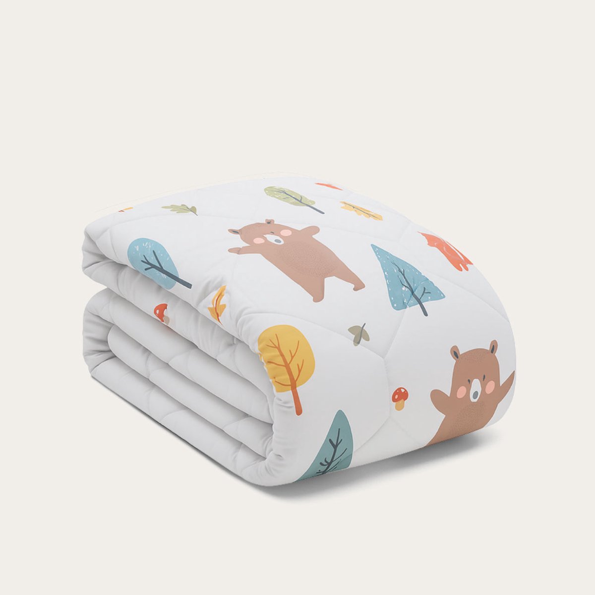 HappyBed Kinderdekbed 140x200 - Wasbaar dekbed zonder overtrek - Bedrukt dekbed zonder hoes - Gekleurd 2-in-1 dekbed - Dekbed met print - Hoesloos dekbed - Bobby Bear