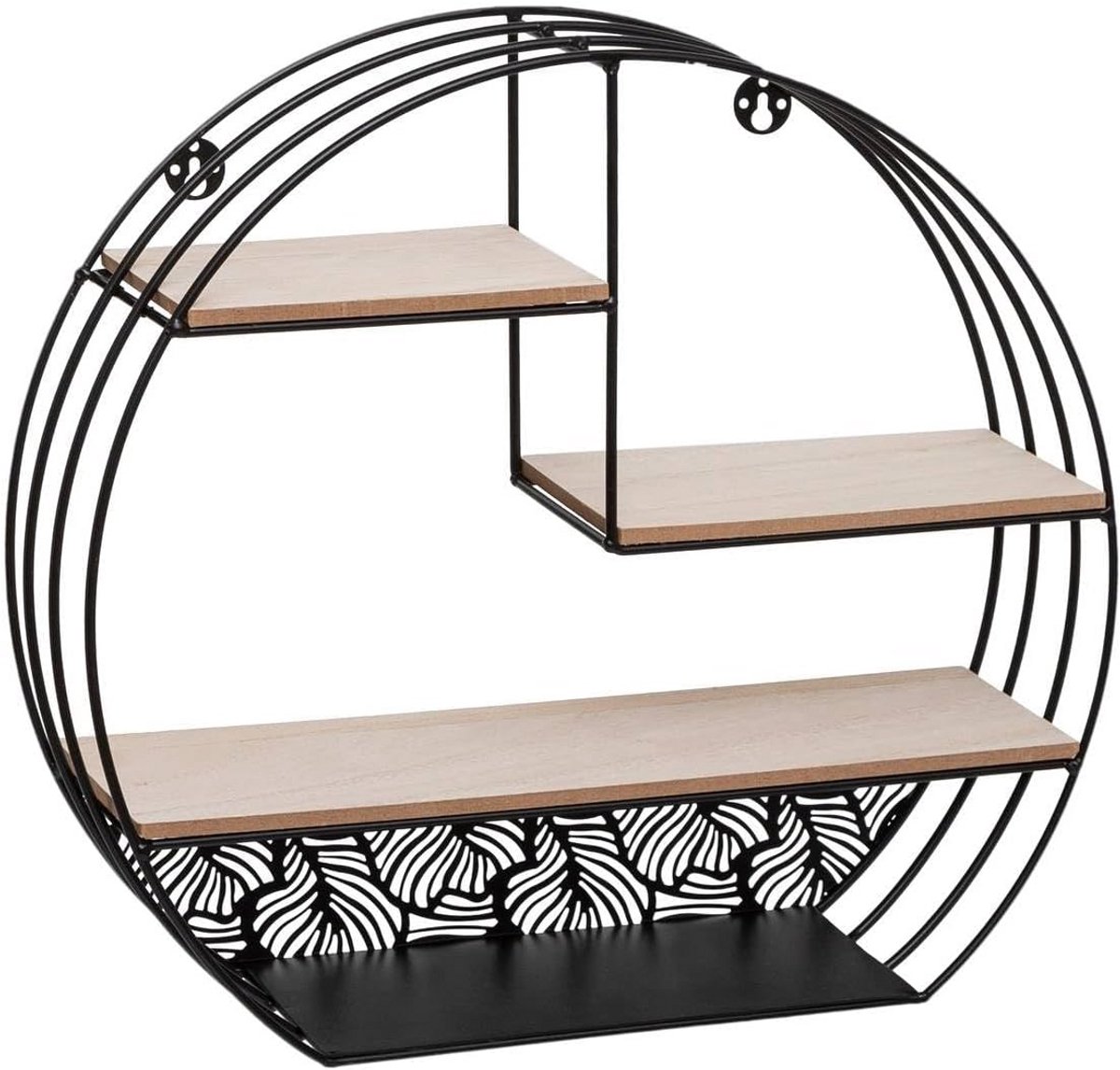 Metalen wandrek - Opbergrek - Ruimte organiseren - Drie legplanken - 39 x 36 cm - Zwart