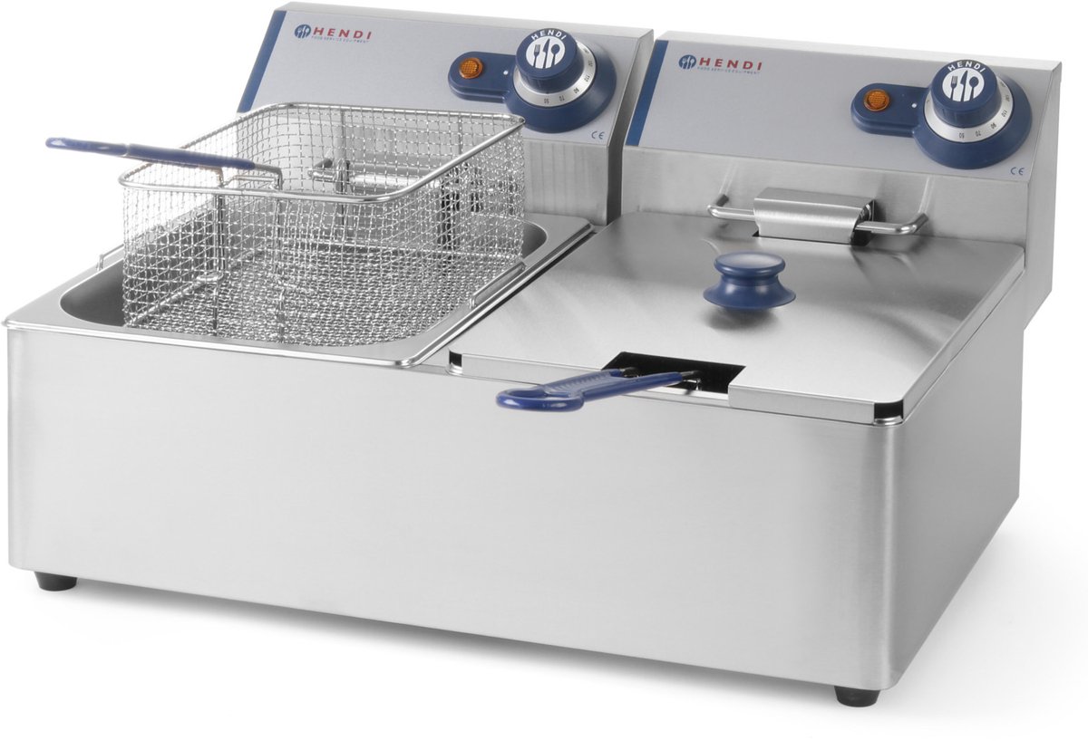 HENDI Dubbele friteuse – 2x6x L – roestvrij staal – koude zone – 230V/6600W
