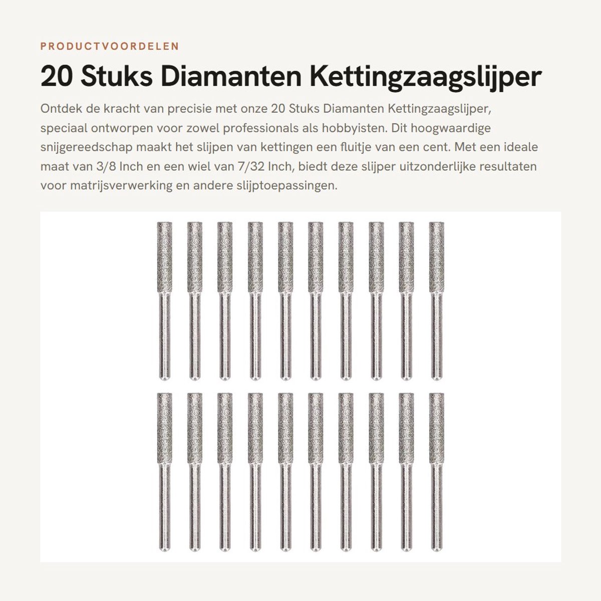 Dailygoods- Kettingzaagslijper 20 Stuks - Diamanten Slijpvijl - Metalen Snijgereedschap - 3/8 Inch Kettingen - 7/32 Inch Wiel - Elektrische Slijper - Slijpgereedschap
