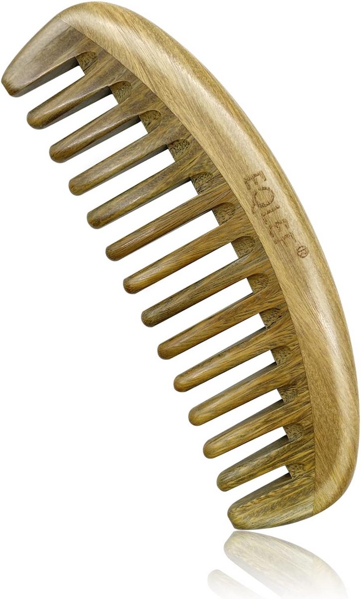 Houten Kam - Brede Tanden - Haar Ontklitten - Natuurlijk Materiaal - 14 x 5 cm - Houtkleur