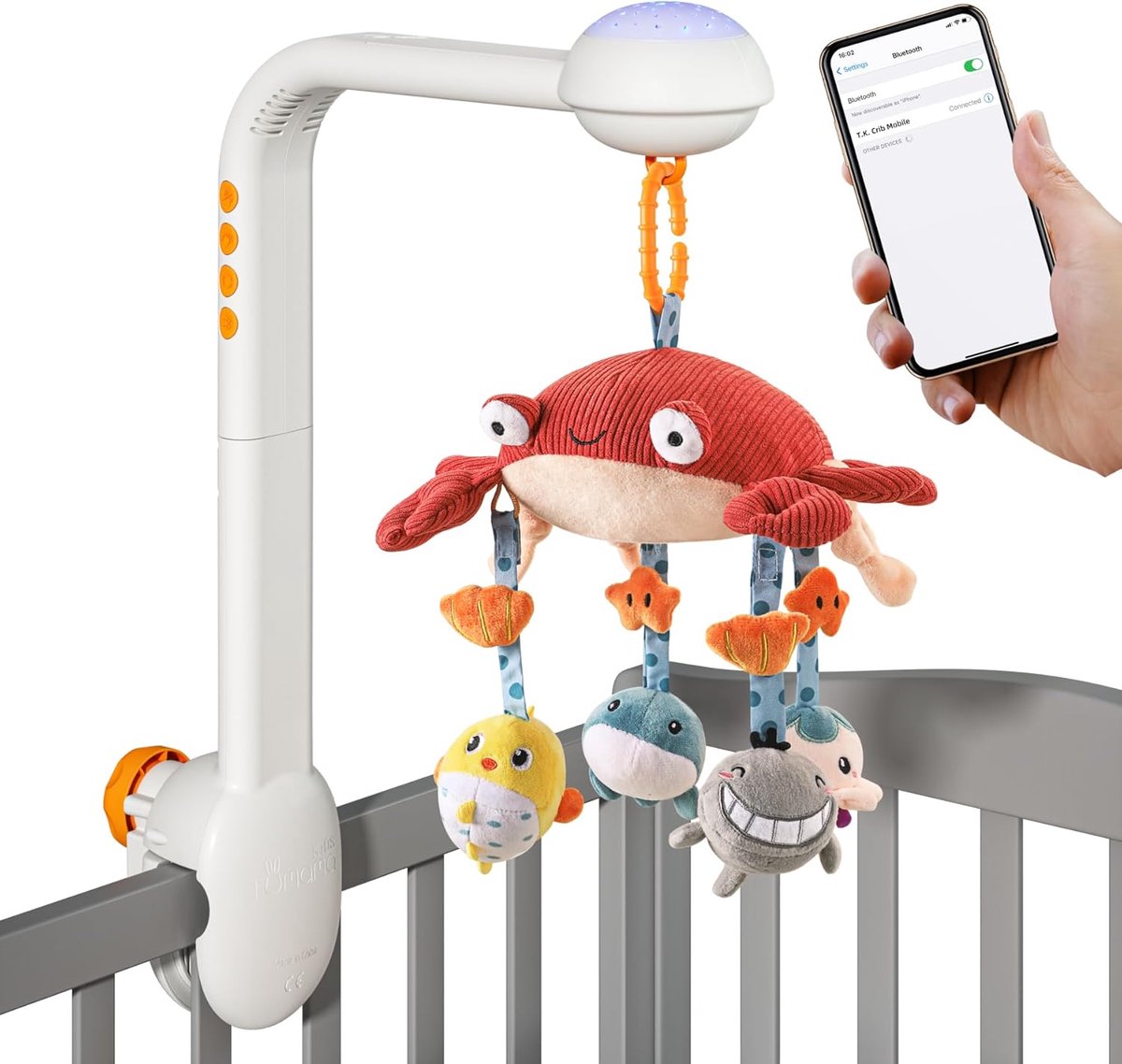 Babywieg Mobiel - Muzikale Rammelaar - Baby Slaap - 3-in-1 Functie - 37 x 10 x 19 cm - Wit