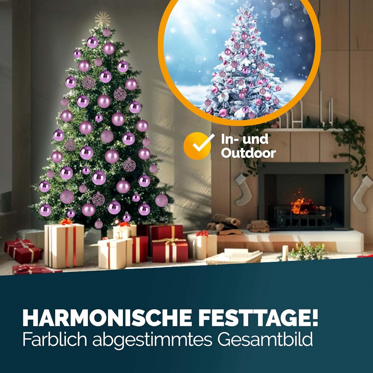Kerstballen Set - Boomversiering - Kerstboom Versieren - Breukvast Kunststof - 100 Stuks - Roze – foto 6
