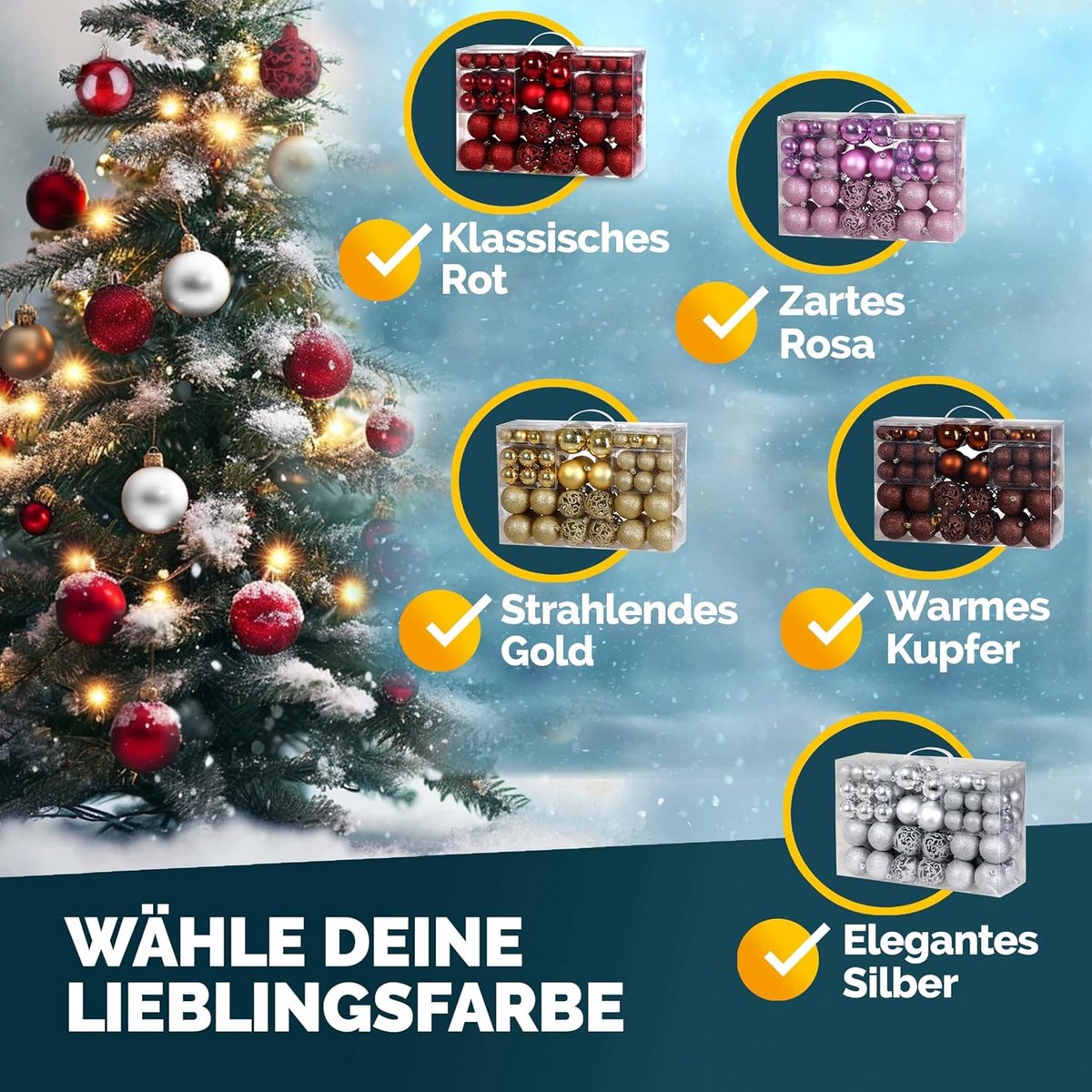 Kerstballen Set - Boomversiering - Kerstboom Versieren - Breukvast Kunststof - 100 Stuks - Roze – foto 7