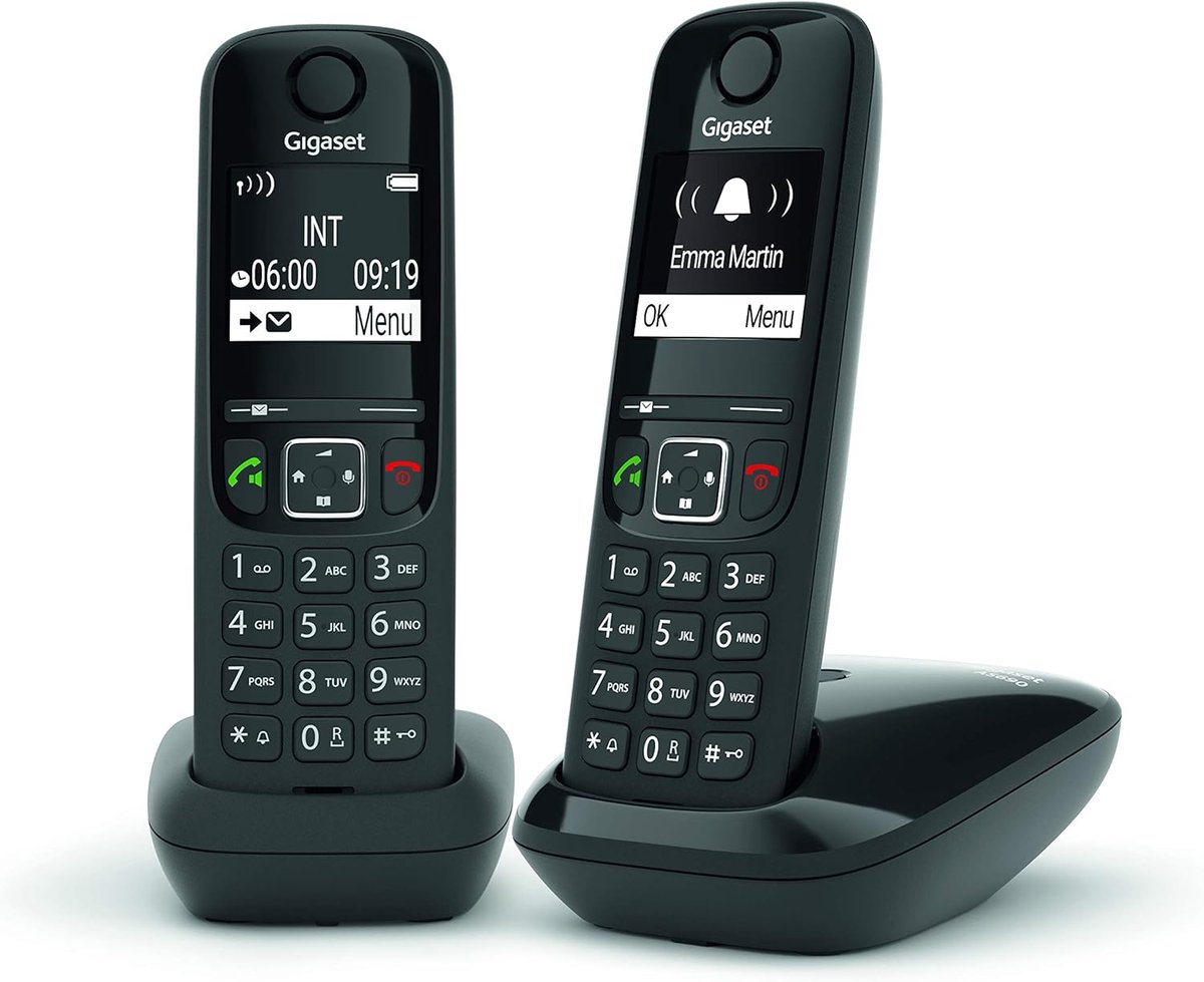 Draadloze Telefoon - Twee Handsets - Thuis Bellen - Perfecte Geluidskwaliteit - 100 Naamsgeheugen - Zwart