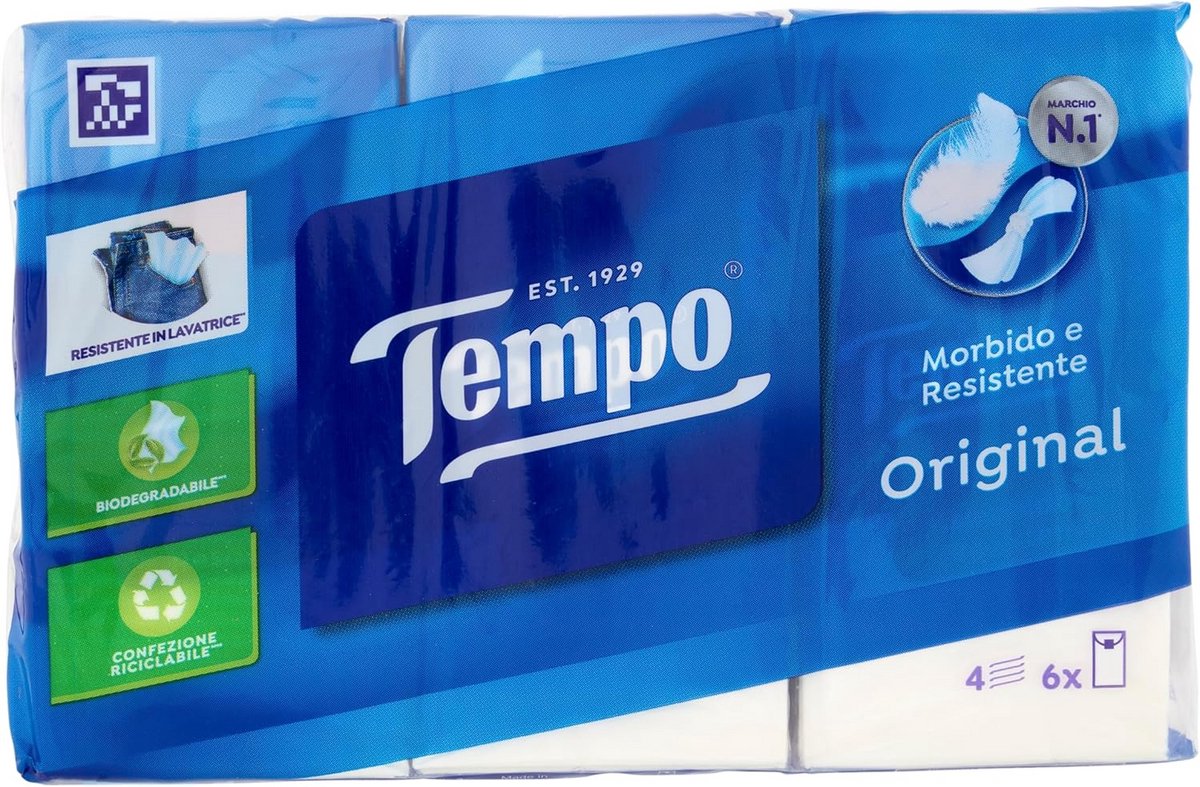 Zakdoekjes - Papieren zakjes - Voor onderweg - Zachte textuur - 6 pakjes - Blauw