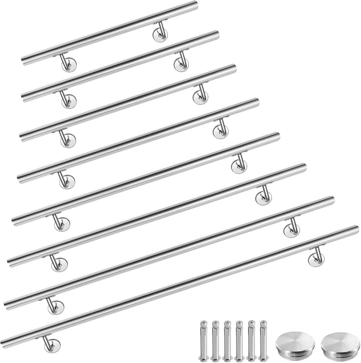 Trapleuning Roestvrij Staal - Wandsteun - Veilig Lopen - 150 kg Draagkracht - 60 cm - Zilver