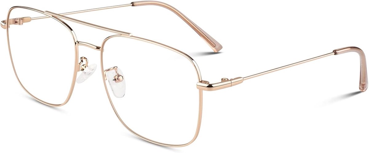 Klassieke bril - Pilot model - Mode accessoire - Onbreekbaar metaal - Medium - Goud