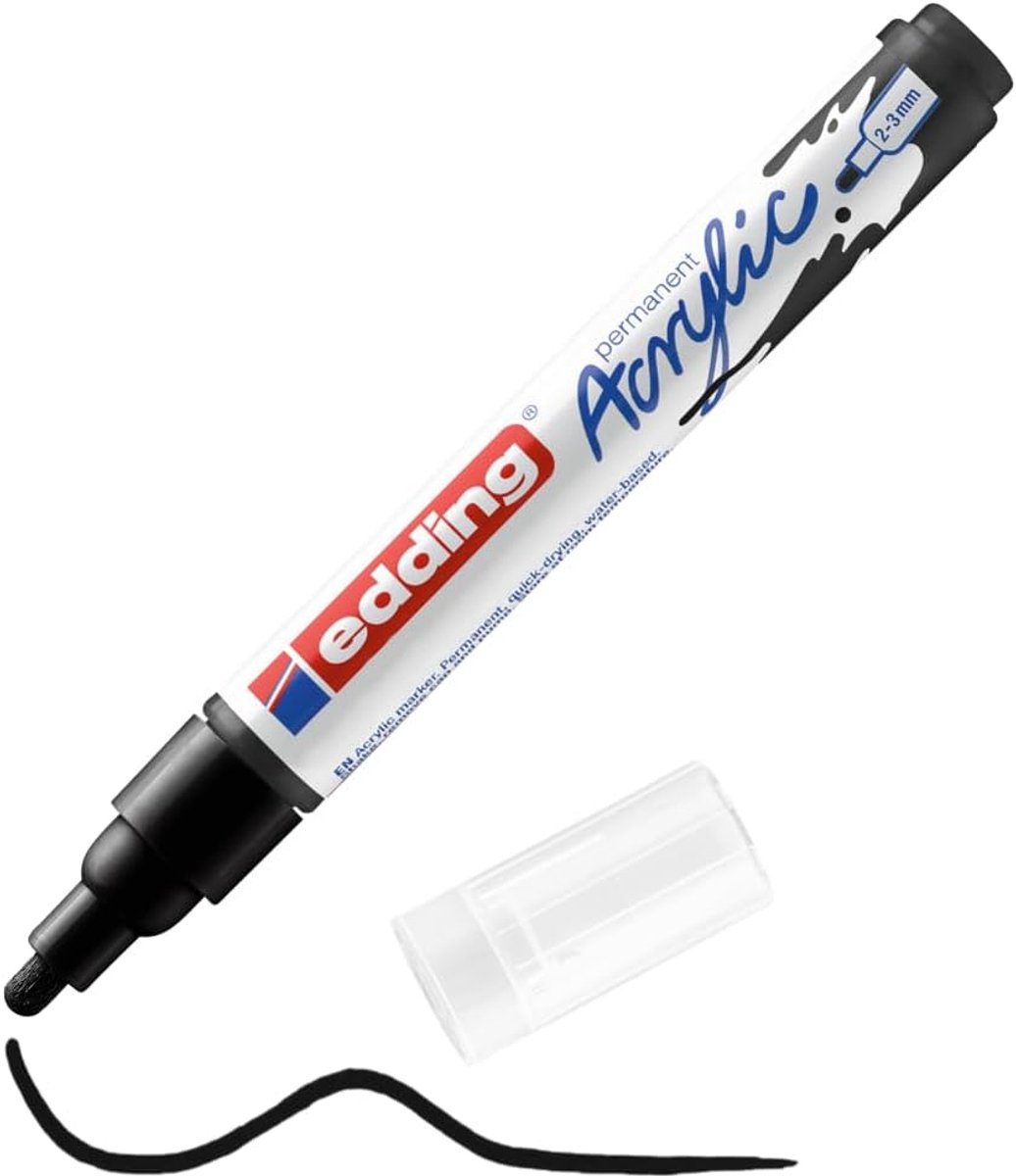 Acrylmarker Medium - Verfstift Watervast - Schilderen op Canvas - Medium Ronde Punt - 2-3 mm - Zwart