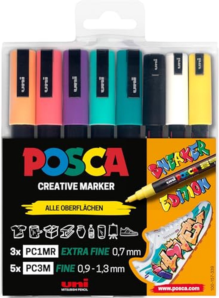 Acrylverf Markerset - Sneaker Pennen - Schoenen Versieren - Dekkende Matte Kleuren - 8 Stuks - Kleurrijk
