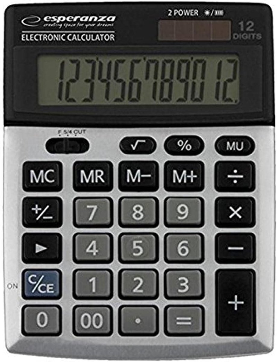 Rekenmachine - Zakrekenmachine - Dagelijkse berekeningen - Dual Power Zonne-energie - 135 cm - Zilver/zwart