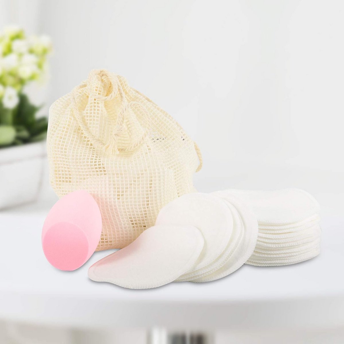 Make-up Remover Pads - Herbruikbare Watten - Huid Reinigen - Milieuvriendelijk Bamboe Katoen - 21 Stuks - Natuurlijk