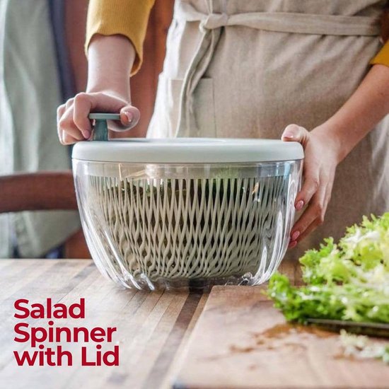Grote Salade Centrifuge met Deksel - Droog en Bewaar Bladgroenten - Ø 26 cm — afbeelding 2