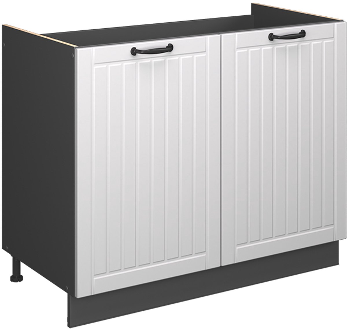 Vicco Wastafelkast Fame-Line, Wit Landhuis/Antraciet, 100 cm zonder werkblad Wit landelijk/Antraciet