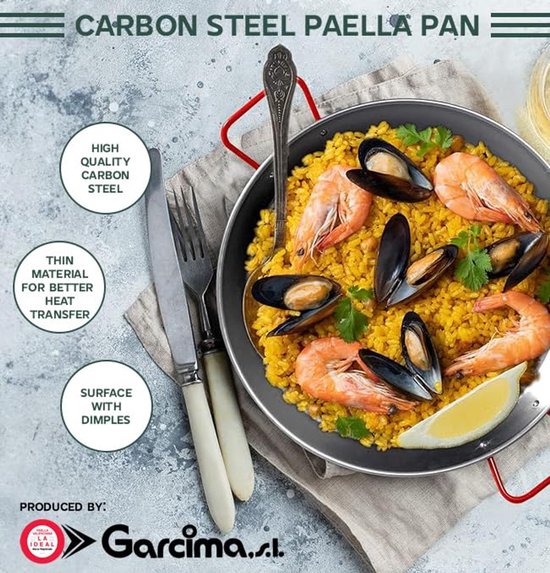 12" Carbon Steel Paella Pan - 30cm Grote Koekenpan voor Paella Feesten, Binnen, Buiten en Camping — afbeelding 3