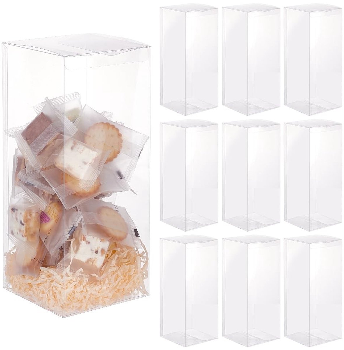 Dailygoods- Opbergdozen 10 stuks - Rechthoekige Plastic Dozen - 10 x 10 x 25 cm - Geschenkverpakking voor Bruiloft - Valentijnsdag - Verjaardagsfeesten - Opbergdoos
