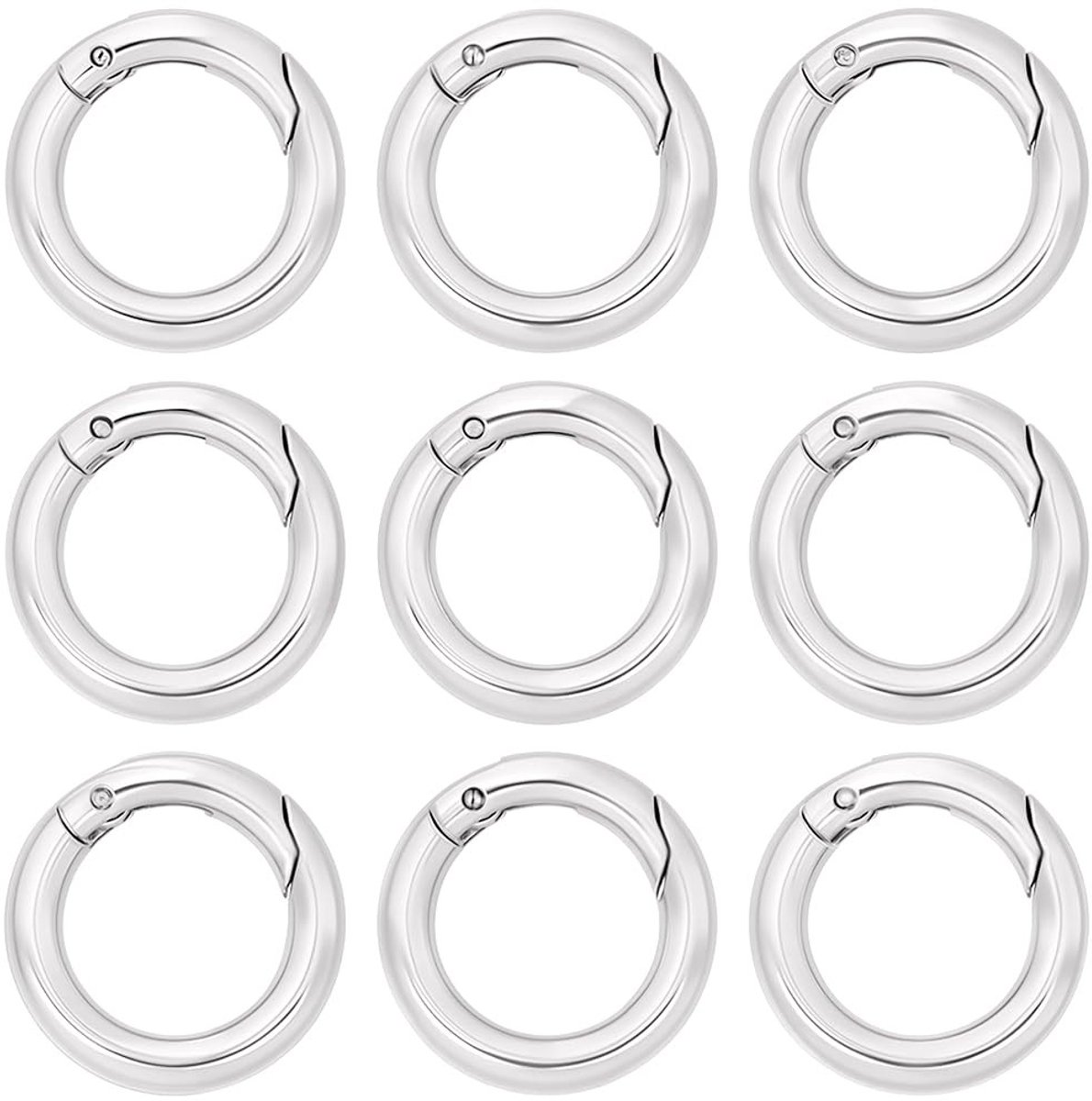 Dailygoods - Set van 12 Lente Sluitingen met O Ringen en Karabijnhaak