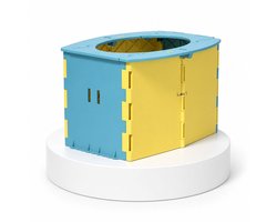Reispotje voor Kinderen Draagbaar - Opvouwbaar Potje voor Peuters - Herbruikbaar Kindertoilet voor Auto en Kamperen - Zindelijkheidstraining Potje met Handige Reistas -Blauw-Geel