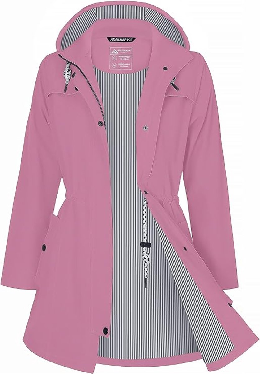 Daity Regenjas dames lang | waterdicht en ademend met capuchon voor buiten - Maat XL