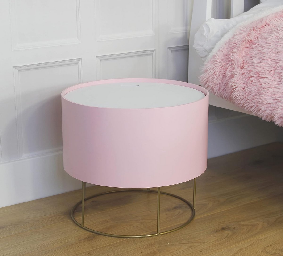 Ronde Poef - Ottoman met opbergruimte - Woonkamer Decoratie - Verborgen Opbergvak - 35.5 x 36 x 43.5 cm - Roze