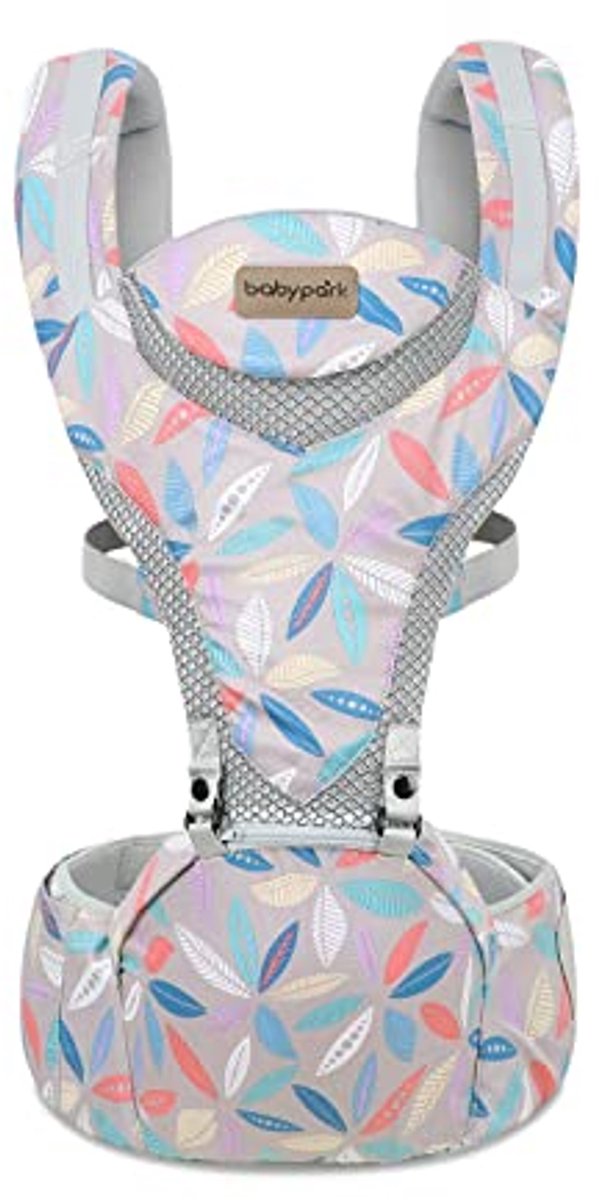 Babydrager met Zitting - Draagzak Draagtas - Baby Comfortabel Dragen - Ergonomisch Design M-Stijl - 0-48 Maanden - Bladeren