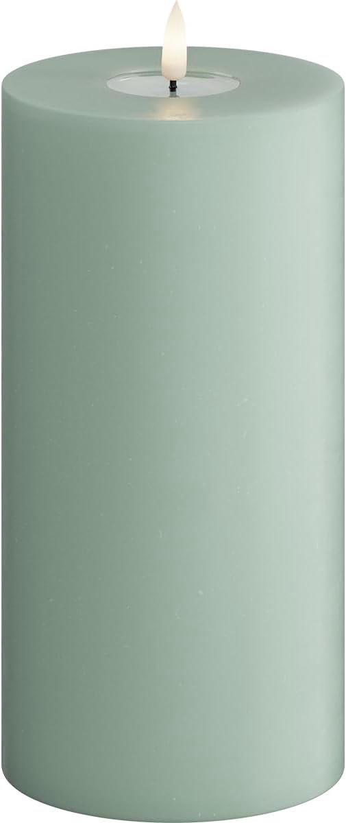 LED Kaars - Decoratieve Kaars - Sfeervolle Verlichting - Realistische Vlam - 10 x 20 cm - Salie Groen