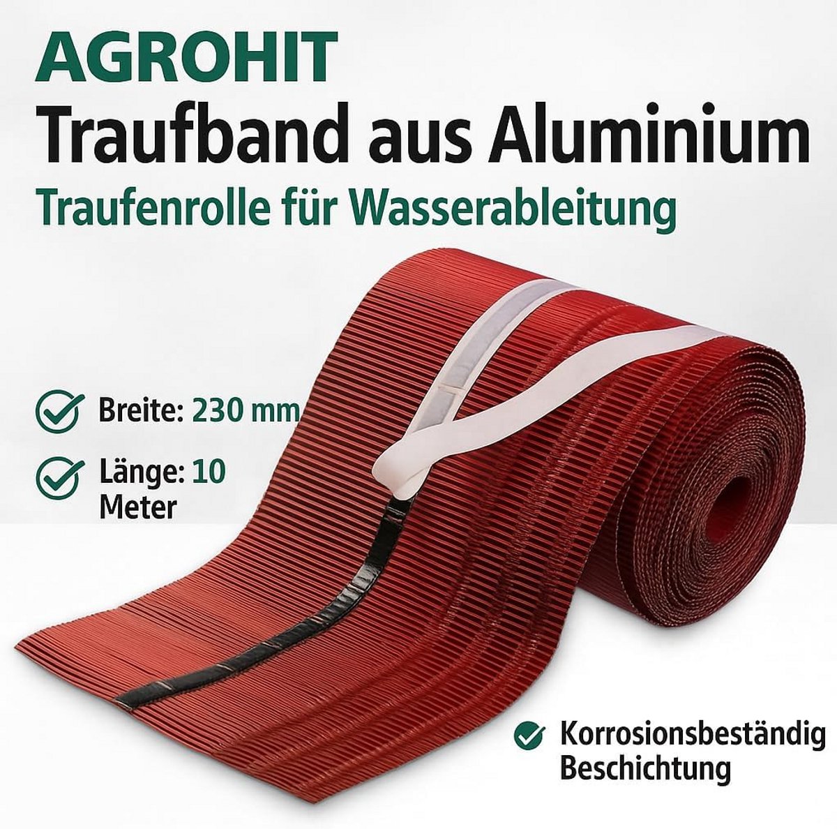 Dakgootrol Aluminium - Gootbekleding - Dakbescherming - Butyl plakstrips - 10 meter - Baksteenrood