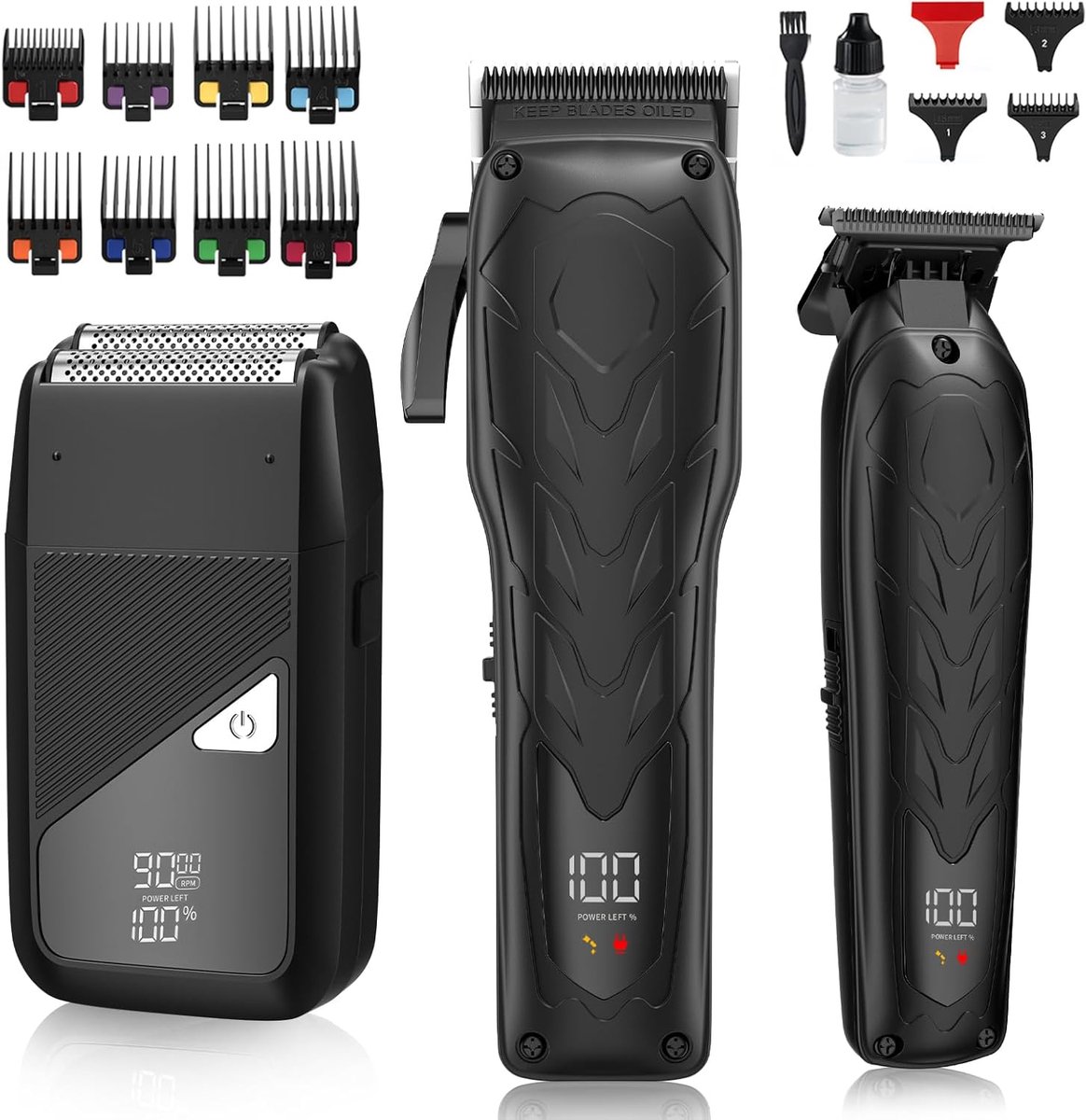 Haartrimmer Set - Scheren Baard - Thuis Kapsel Maken - Krachtige Motor - 180 Min Gebruik - Zwart