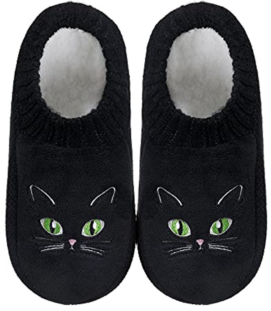 Pantoffelsokken Dames - Huissokken Warm - Thuis Ontspannen - Antislip Bodem - One Size - Grijs