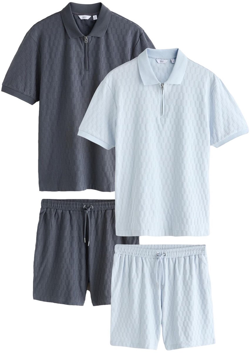 Next - Heren - Combiset van jersey met structuur - Blauw