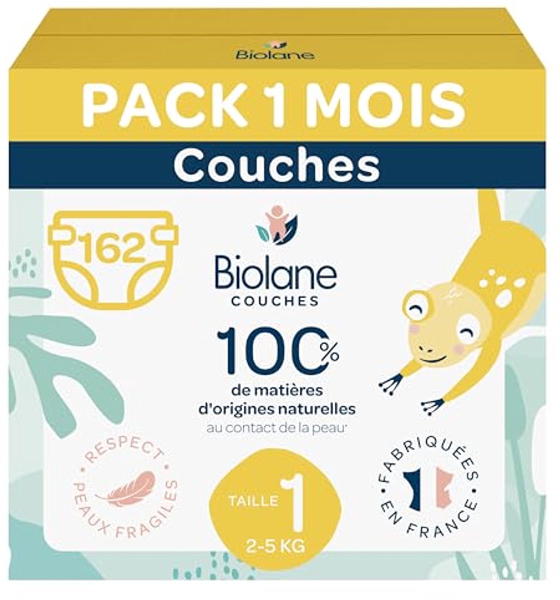 Baby luiers - Kleine maat - Droog en comfortabel - 12 uur bescherming - 162 stuks - Wit