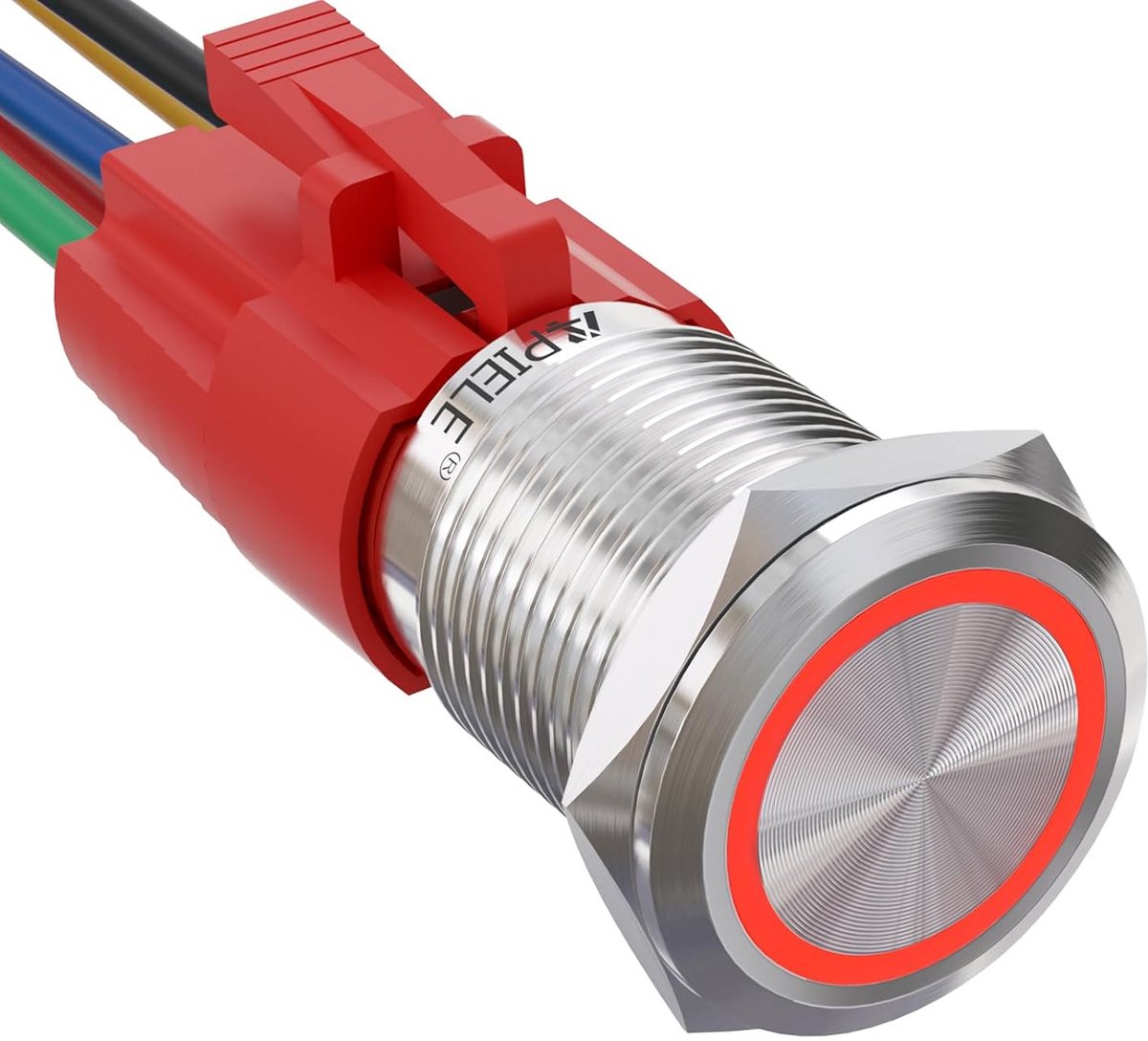 Drukschakelaar met LED - Vergrendelknop - Apparaten Bediening - IP65 Waterdicht - 16 mm Gat - Zilver