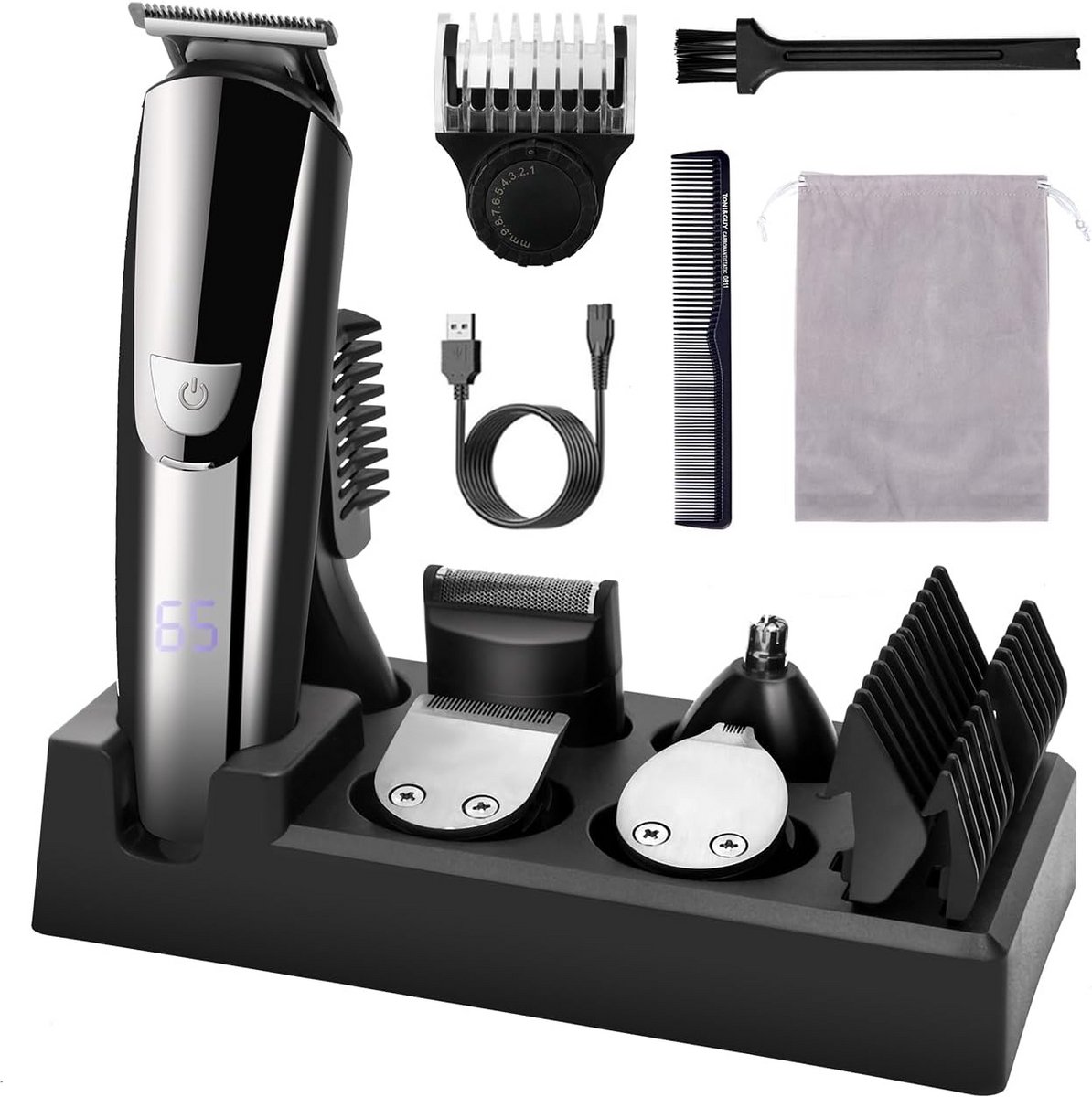 Herentrimmer Set - Multitrimmer Baard - Gezichtsverzorging Thuis - 6-in-1 Precisie Trimmer - 1-12 mm - Metaal