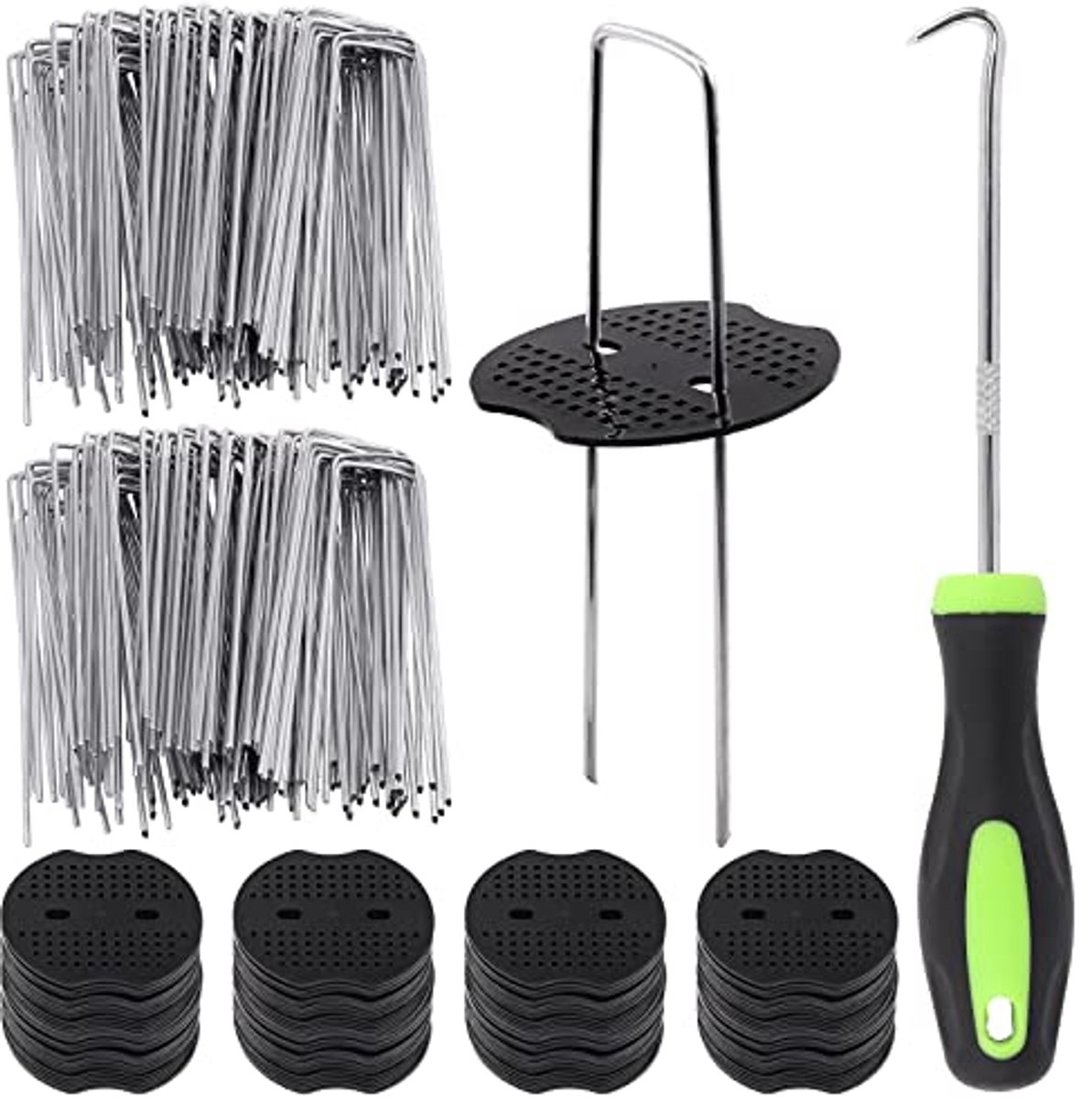 Tuin Stakes Nietjes Kit - Landschap Bevestigers - Tuinonderhoud Vastzetten - Gegalvaniseerd Staal - 201 Stuks - Zilver