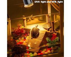 Reptielenlamp UVA UVB - Verwarmingslamp Terrarium - Terrarium Klimaat - Instelbare Timer - 2-pack 75W - Zwart