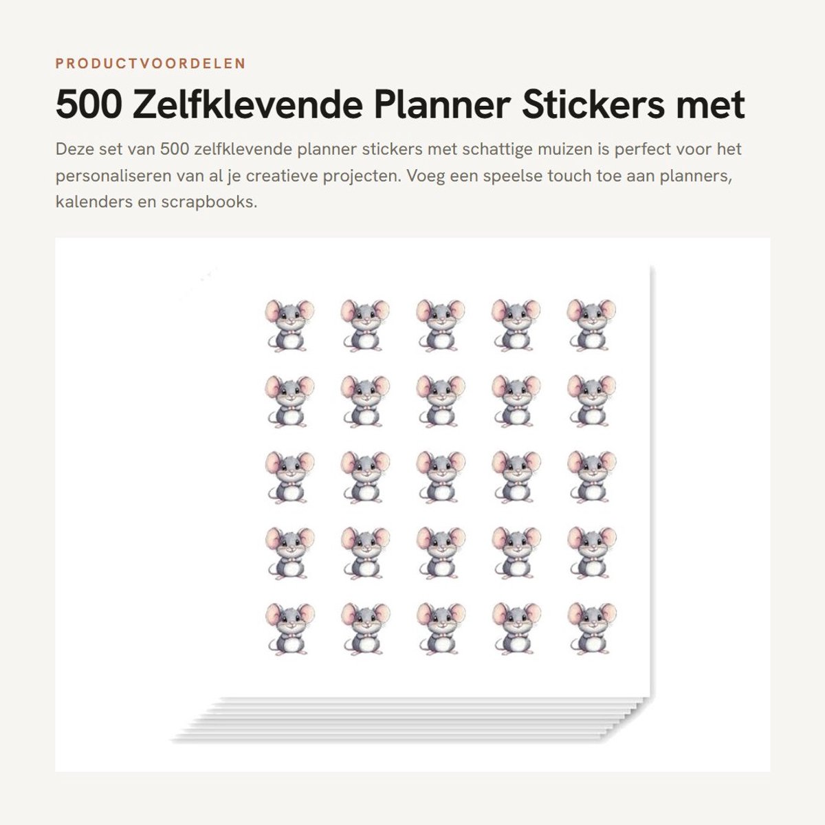 Dailygoods- Planner Stickers 500 Stuks - Schattige Muis Stickers - Scrapbook Stickers - Knutsel Stickers - Feestdecor Stickers - 1,27 cm Groot