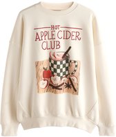 Next - Dames - Sweatshirt met herfstmotief en appelciderprint - Crème