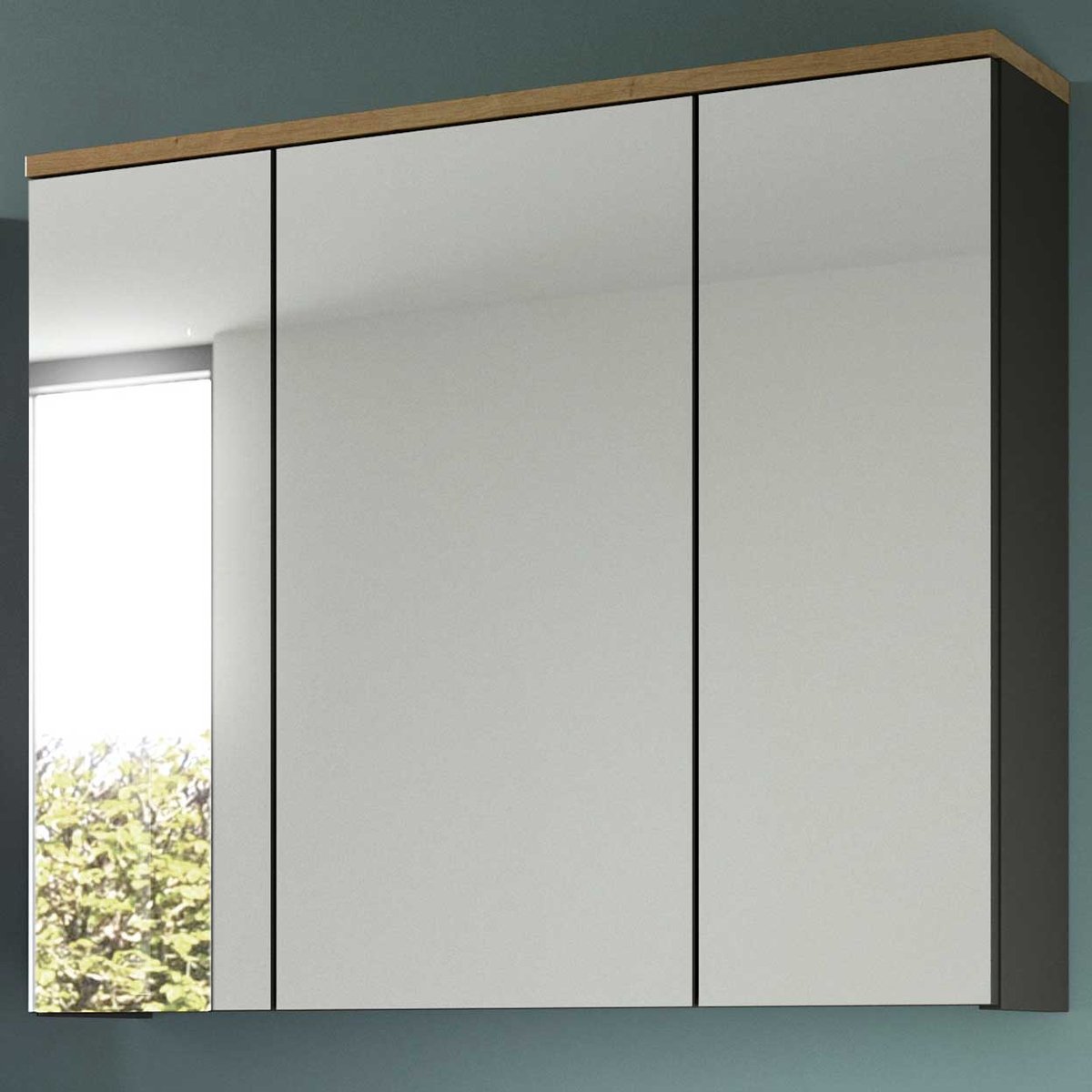 Spiegelkast Canu Xonox - FSC-gecertificeerd Hout - 80x73x21 Cm - Basaltgrijs - Xonox - Badkamer Spiegelkast - Bruin; Grijs - Spaanplaat