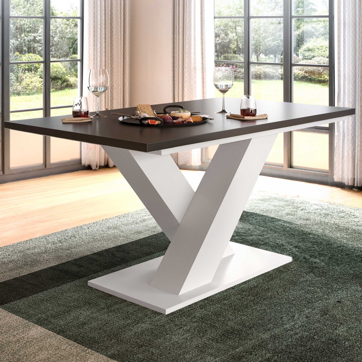 Uitschuifbare Eettafel Motion Emob - Spaanplaat - 150-190x76x90 Cm - Wit Grijs