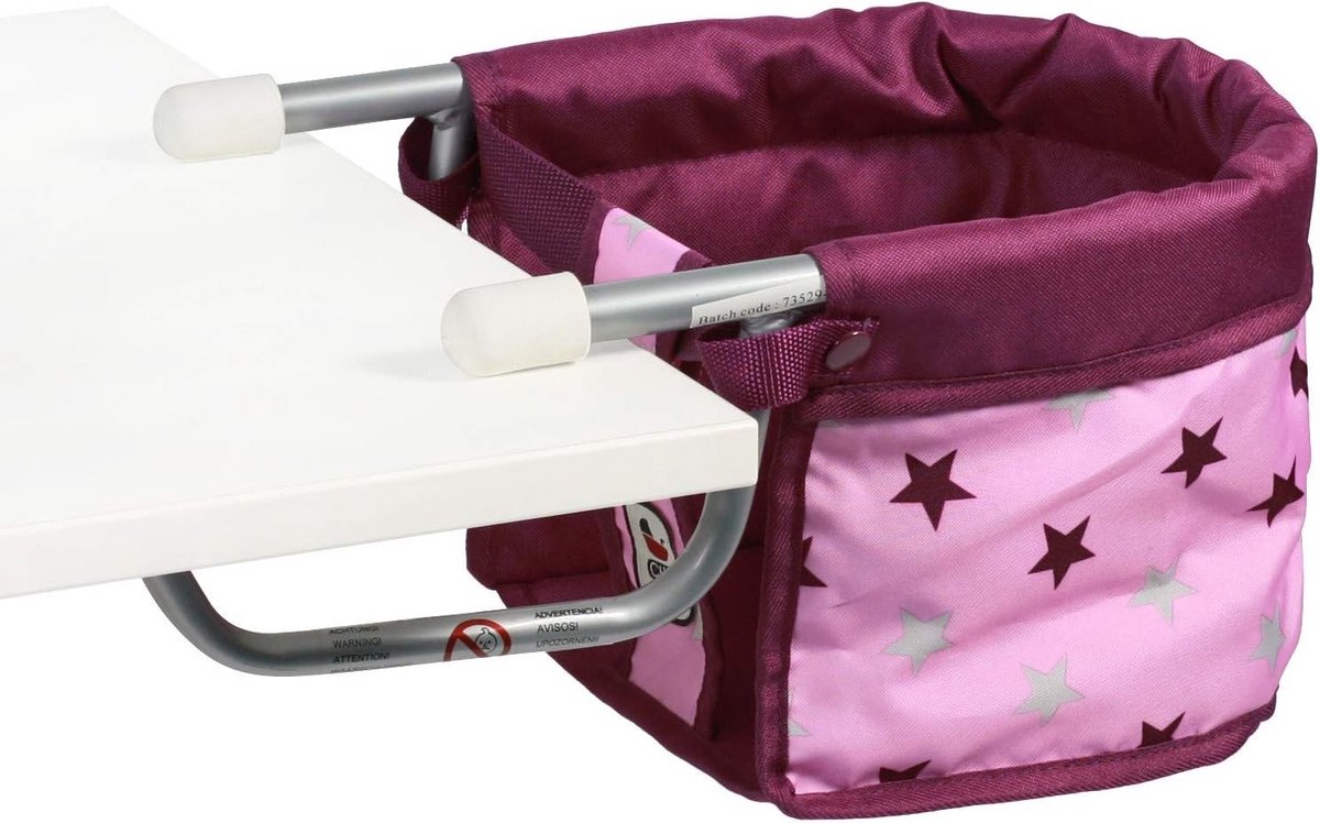 Poppen tafelstoel - Poppen accessoire - Poppen verzorgen - Veiligheidsgordel - 42 x 26 x 20 cm - Sterren braam