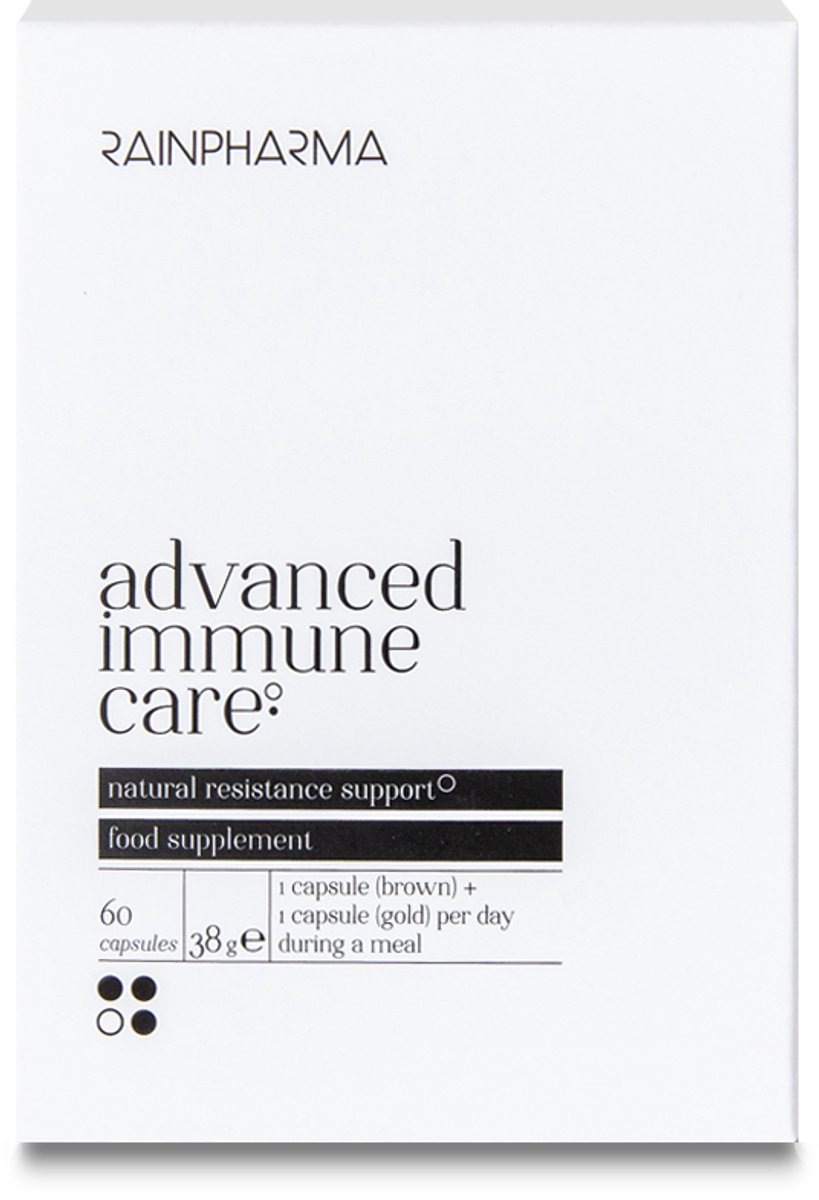 RainPharma Advanced Immune Care - Vitaminen - 60 Capsules - Weerstand & Immuniteit - Vitamine A, C, D - Zink & Seleen - Multivitamine - Met Reishi & Cordyceps - Voedingssupplement - Gezonde Huid & Collageen - Natuurlijke Ondersteuning