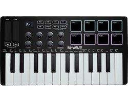 MIDI Keyboard - Beat Maker - Muziek Productie - 25 Aanslaggevoelige Toetsen - 8 Drum Pads - Zwart