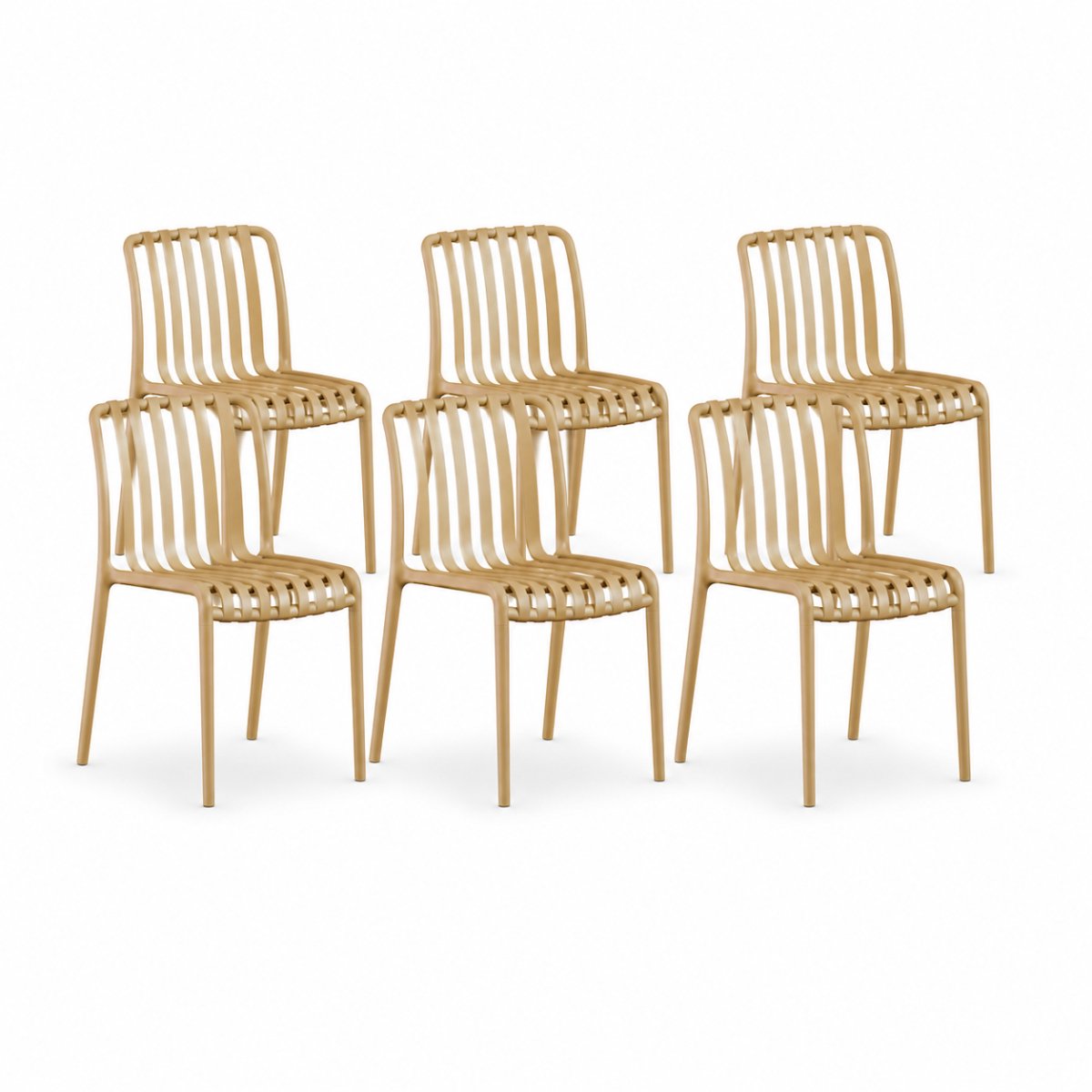 DS4U® - Max tuinstoel - Set van 6 - Mosterdgeel - Kunststof - Stapelbaar