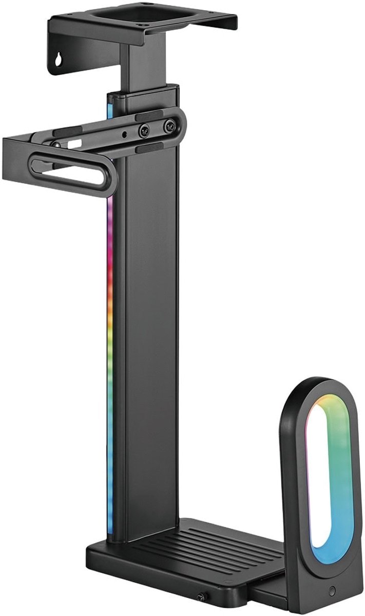 Brateck RGB Verlichte Eenvoudige Installatie Onder Bureau-Wand Gemonteerde Zwarte PC Houder (CPB-26R)