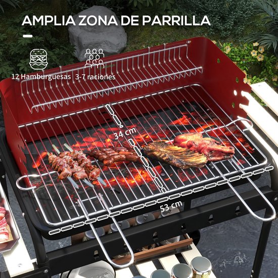 Roossentials houtskoolbarbecue - Barbecue - Grill - In hoogte verstelbaar - Met wielen - Met as opvanger - Zwart — afbeelding 3