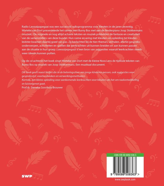 Achterkant van het boek Lawaaipapegaai met tekst en ISBN-nummer.