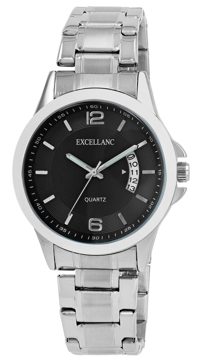 EXCELLANC Herenhorloge metaal Datumsweergave